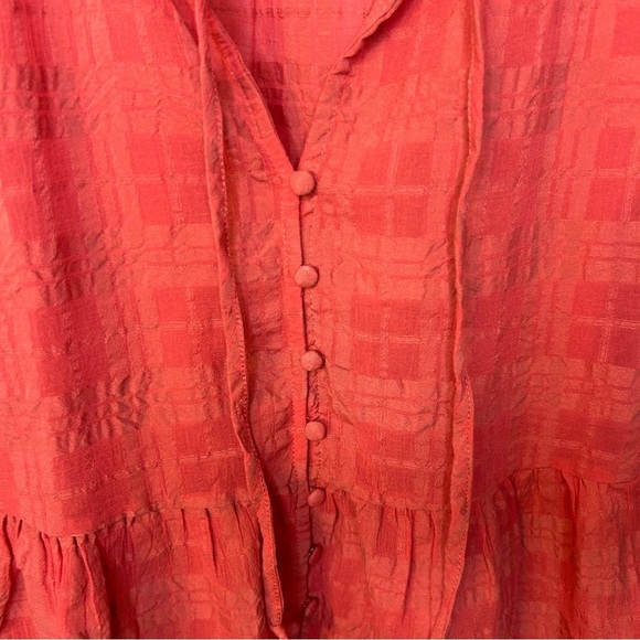 *NWOT* Evereve Peplum Crinkle Blouse in Mineral Red, Size XS - Picture 5 of 11